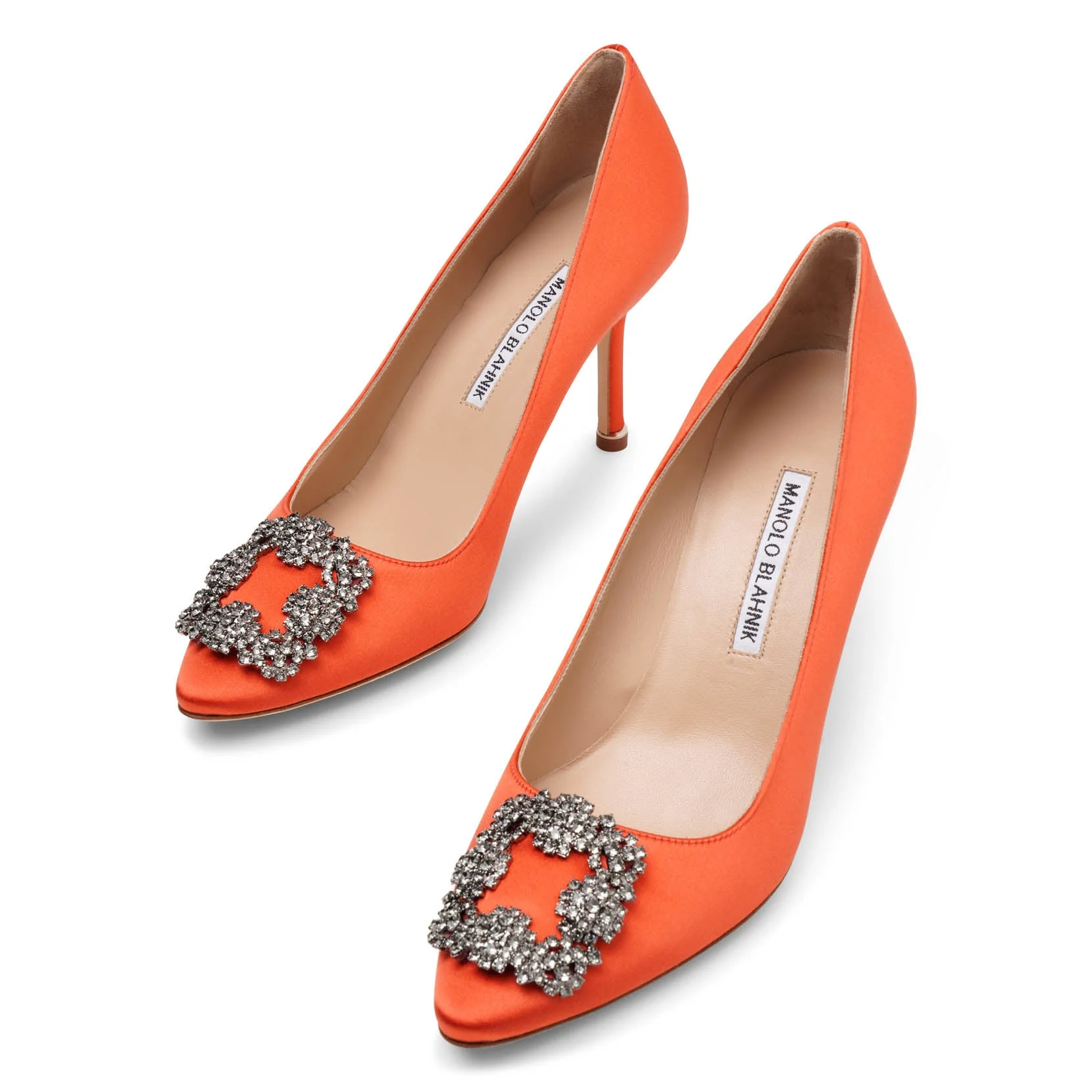 Hangisi 90 Coral Satin Pumps - Savannahs